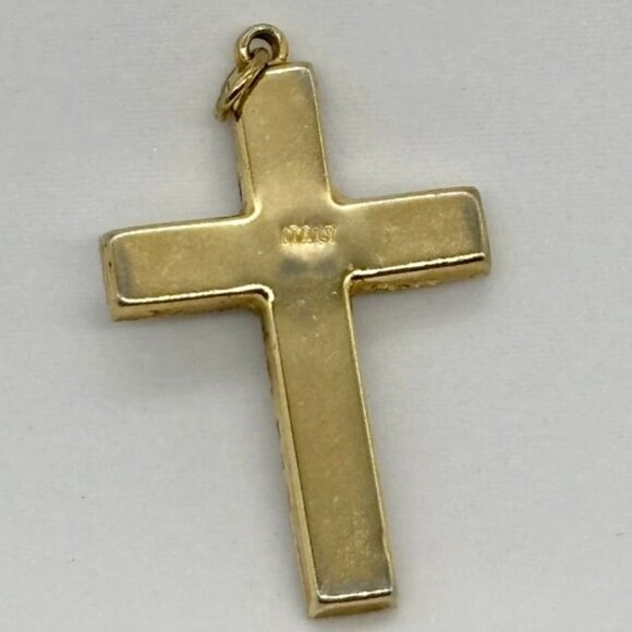 Vintage Italian Micro Mosaic Cross Gold-Tone Metal Red W/Blue White Green Marked - Picture 4 of 12